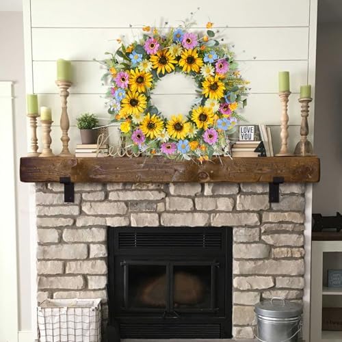 GTIDEA Summer Sunflower Wreath 22 Inch Decor