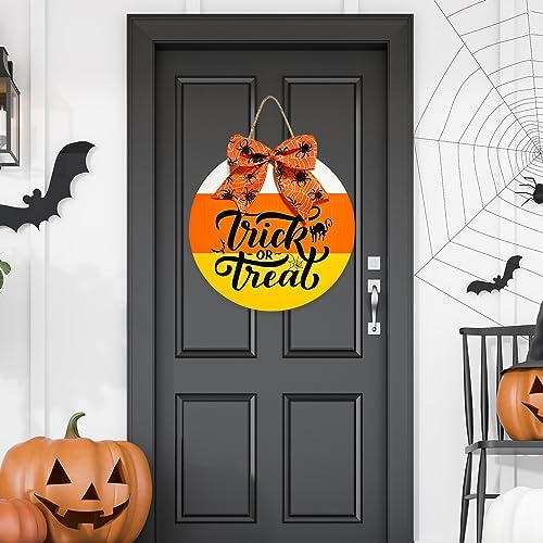 Trick or Treat Halloween Door Sign with Spider Web Pattern