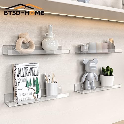 BTSD Home 6 Pack 15 Inch Clear Acrylic Wall Shelves