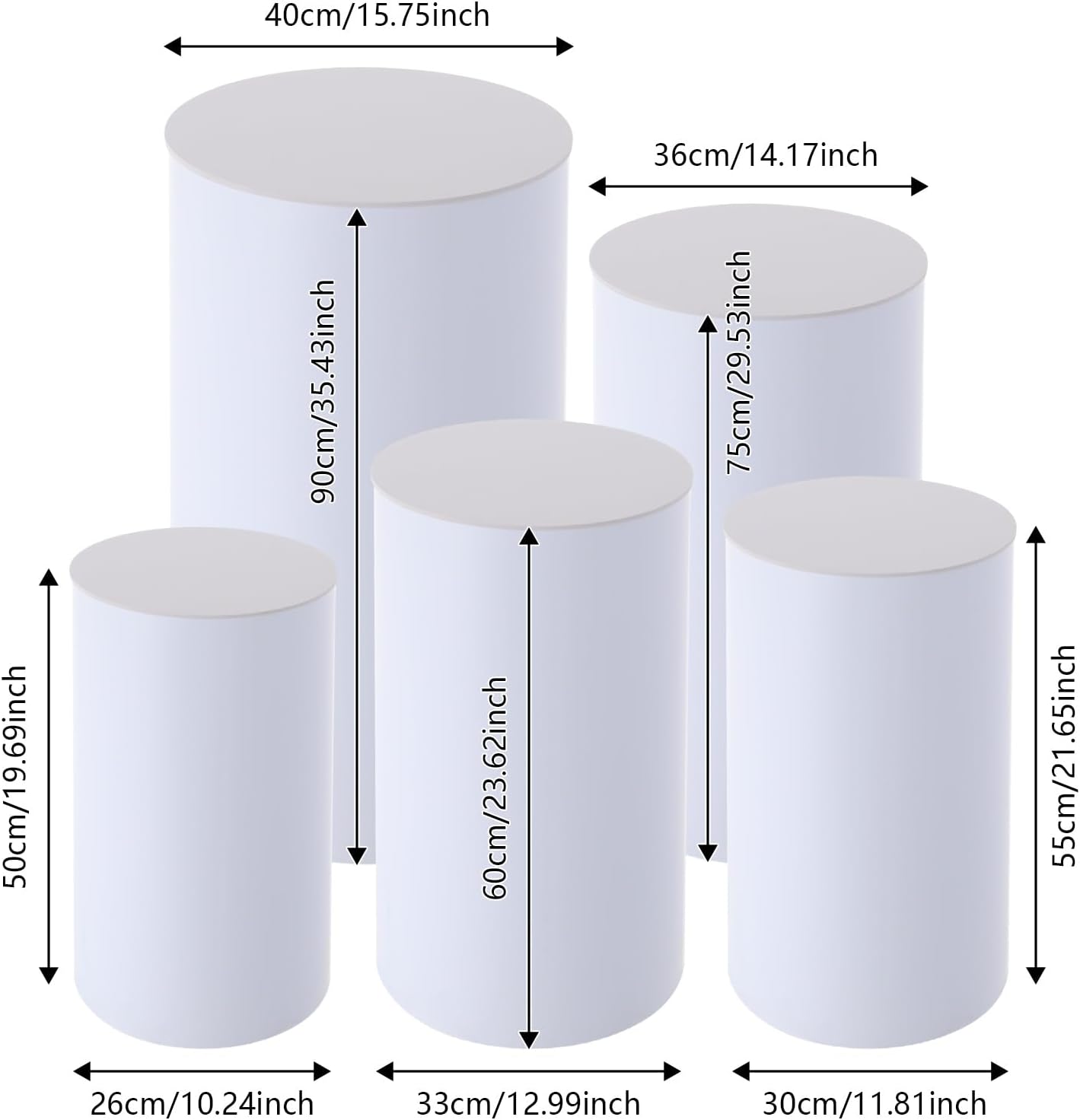 5pcs White Cylinder Display Pedestal Stand for Parties