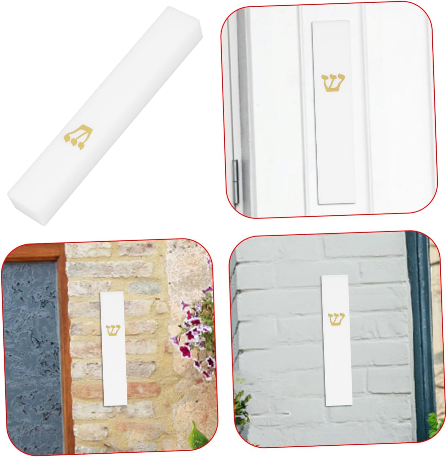 LIFKOME White Frame Resin Mezuzah Door Decor