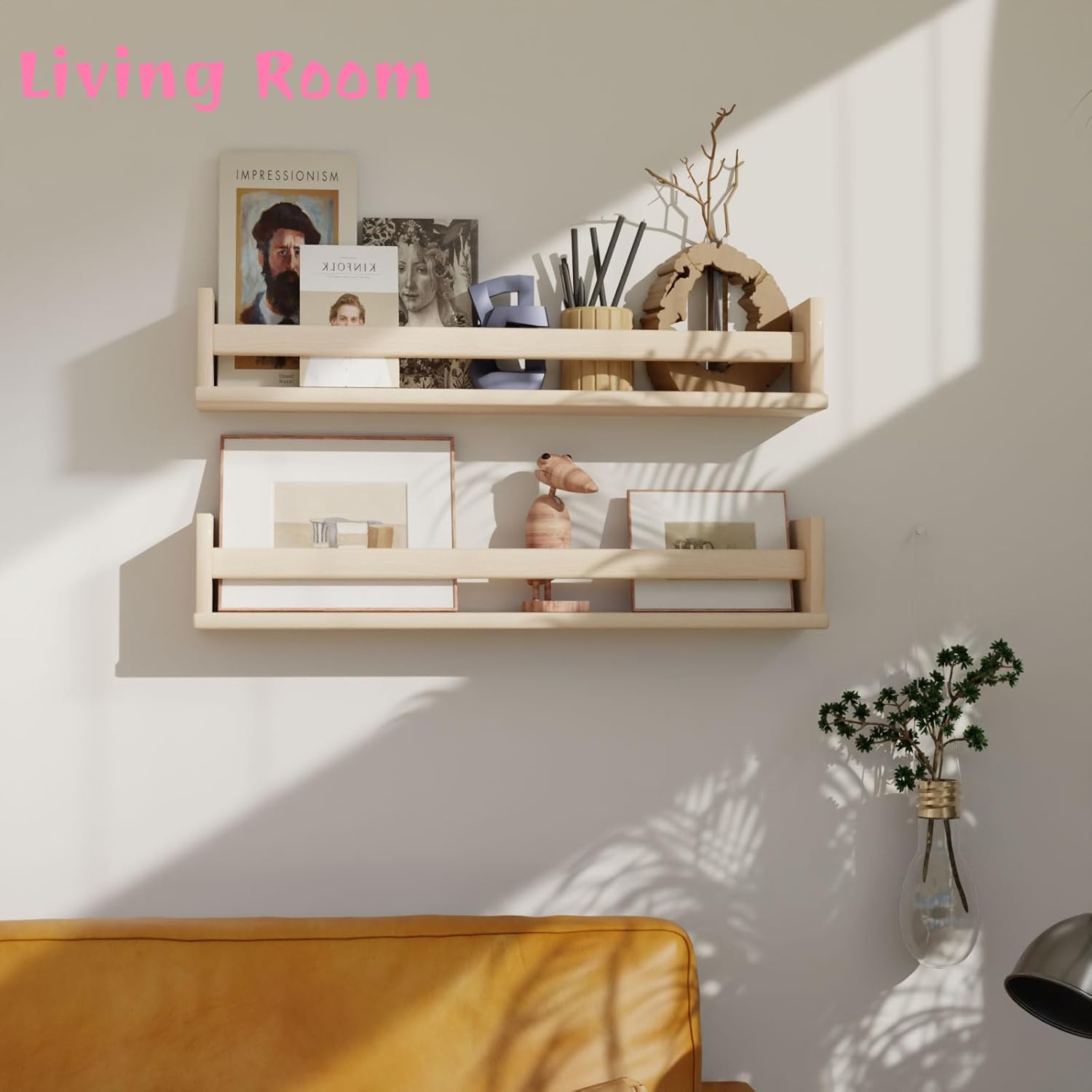 Floating Shelves 2 Pack 16 Inch Rustic Wood Wall Shelves