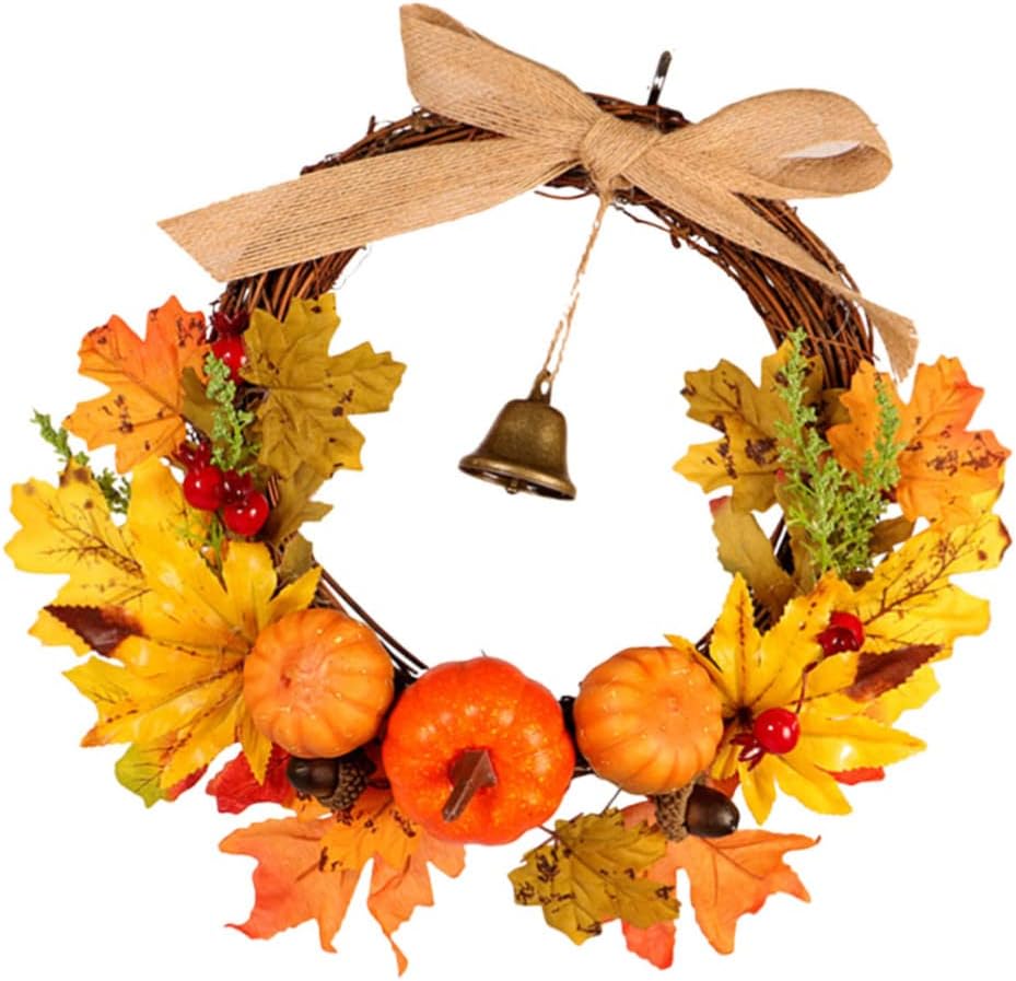 RORPOIR Halloween Door Wreath with Pumpkins and Berries