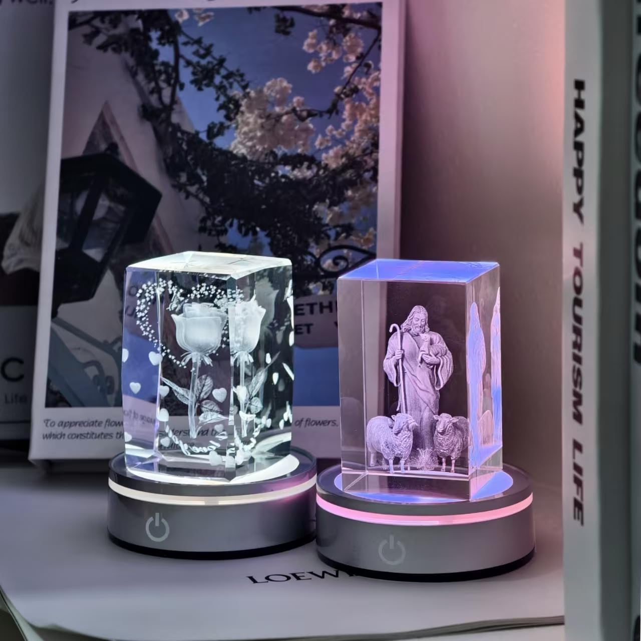 Museum-Grade Crystal Lighting Base Set of 4