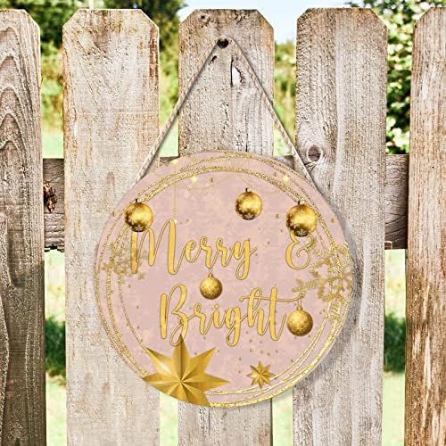 Christmas Gold Wreath Door Hanger for Home Decor