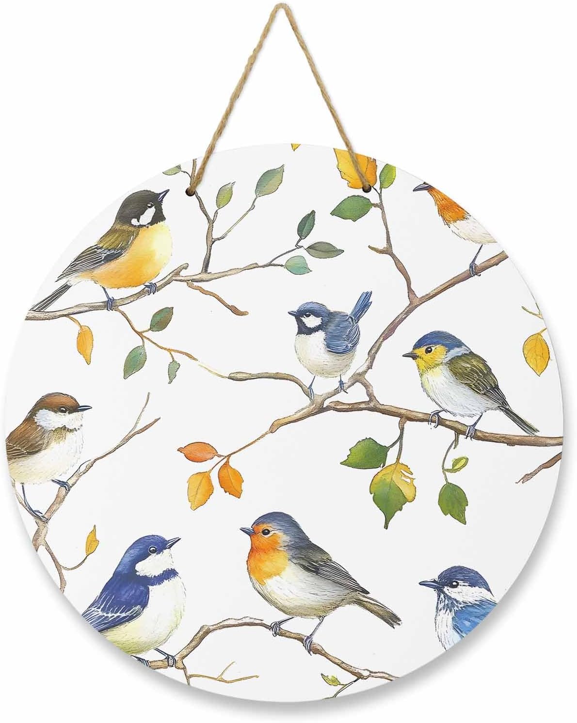 Spring Bird Welcome Sign for Front Door