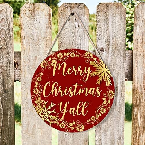 Farmhouse Front Door Hanger Christmas Gold Wreath Decoration 1
