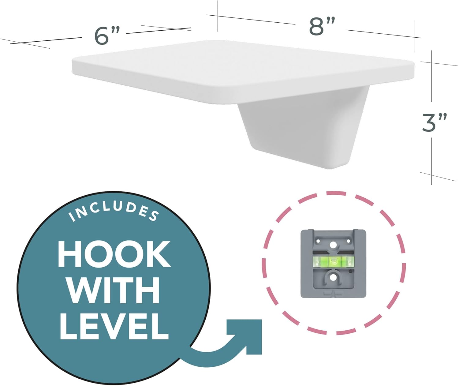 White Floating Shelf Set of 2 No Drill Wall Mount