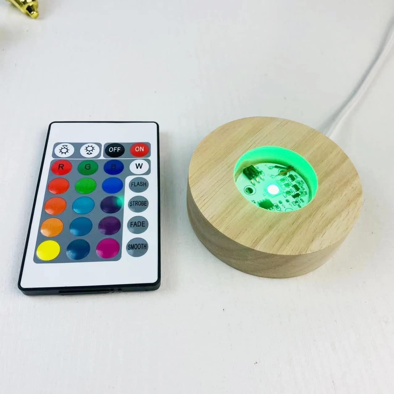 Aura Lifestyle LED Wood Light Display Base with Remote Control