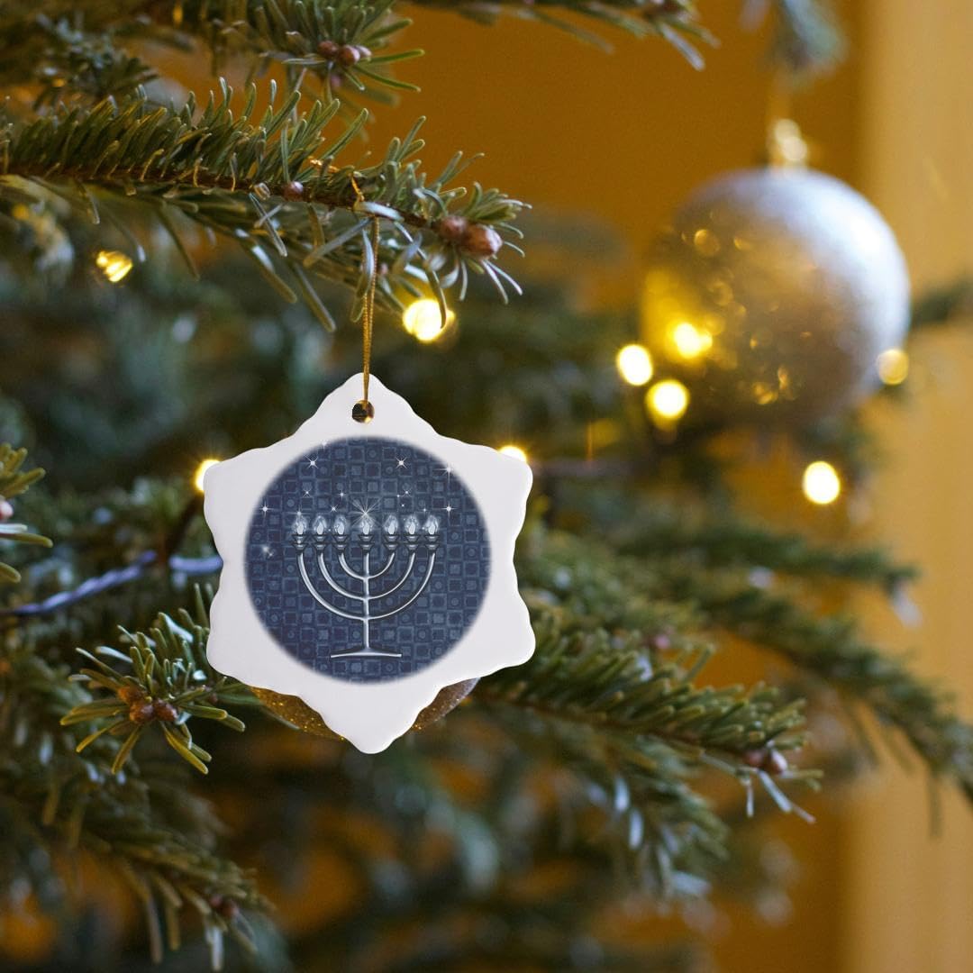 3dRose Hanukkah Blue Snowflake Hanging Ornament 3-Inch