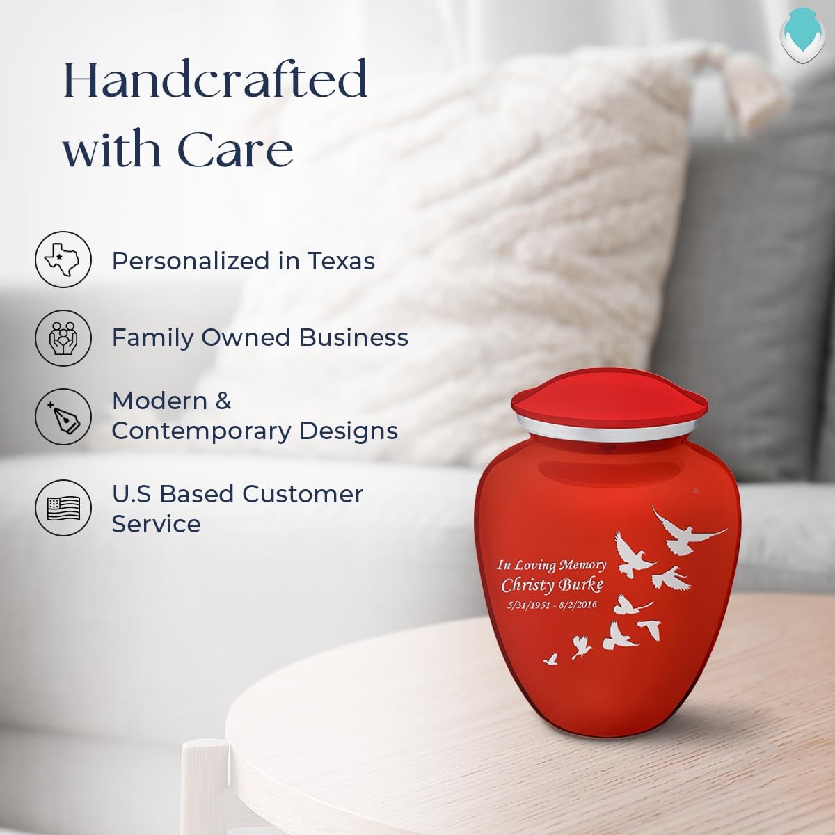 GetUrns Bright Red Personalized Dove Cremation Urn 44 lbs