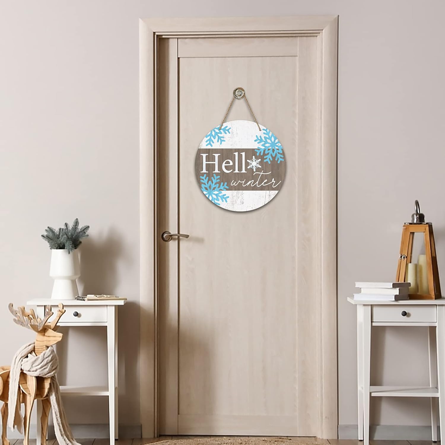Deroro Hello Winter Front Door Sign Decor