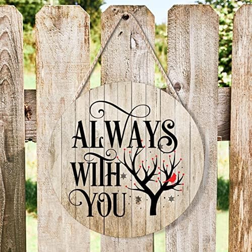 Farmhouse Front Door Hanger with Red Birds Quote Wood Sign 12x12
