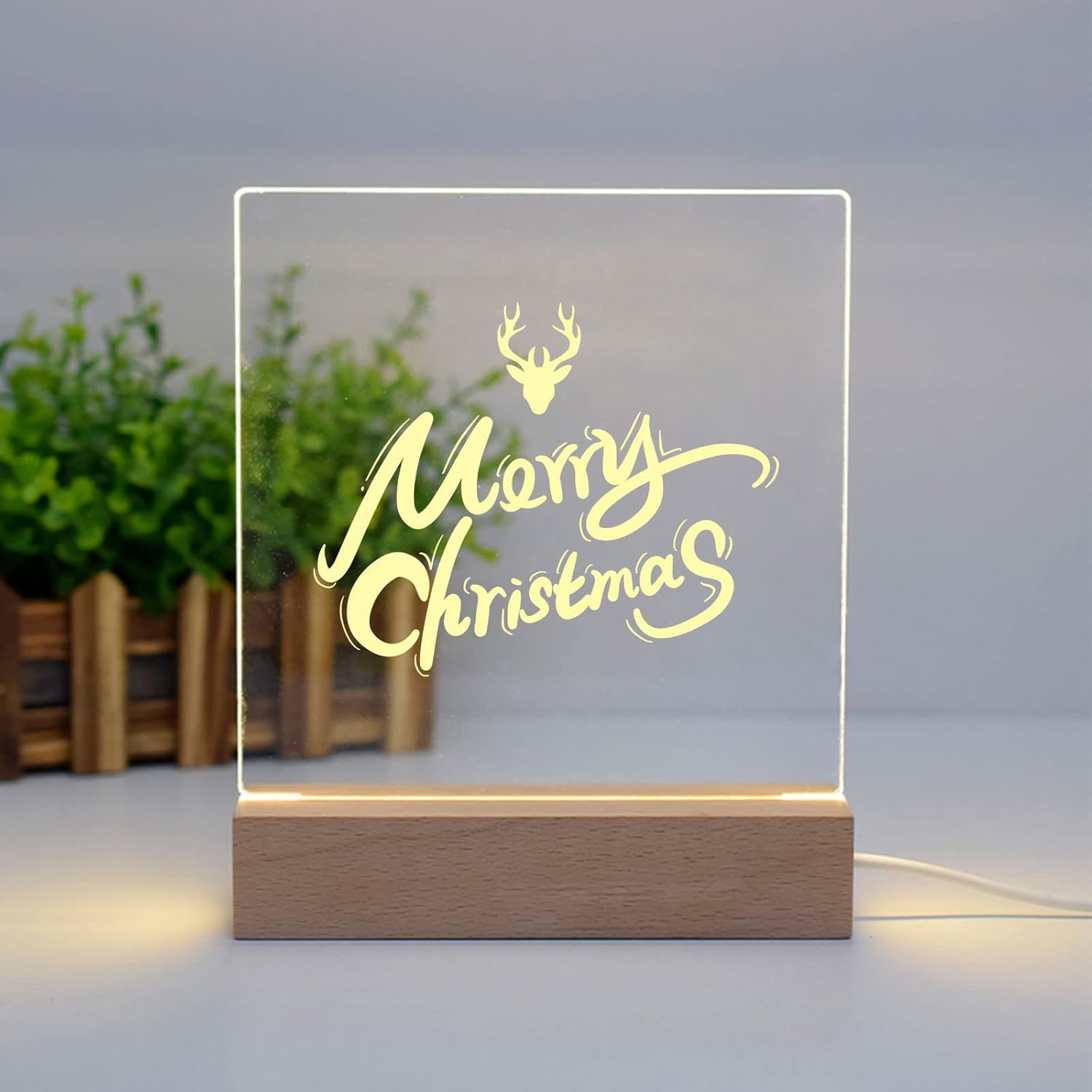 2Pcs Led Wooden Base Display Stand with Acrylic Sheets