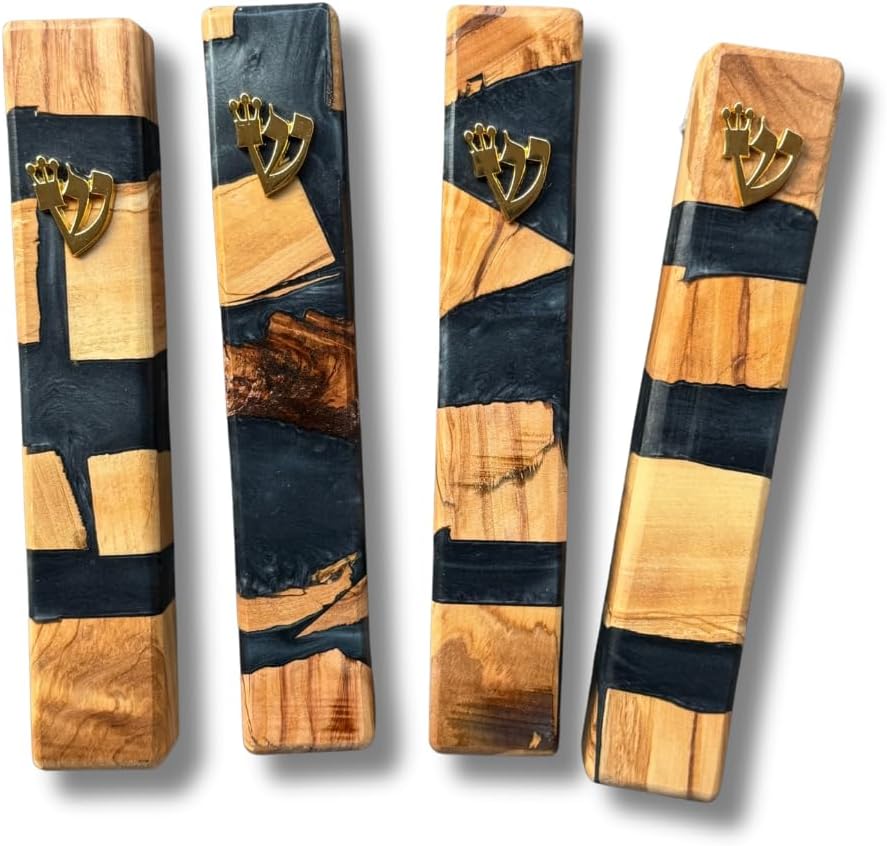 Handcrafted Mezuzah Resin and Wood Black