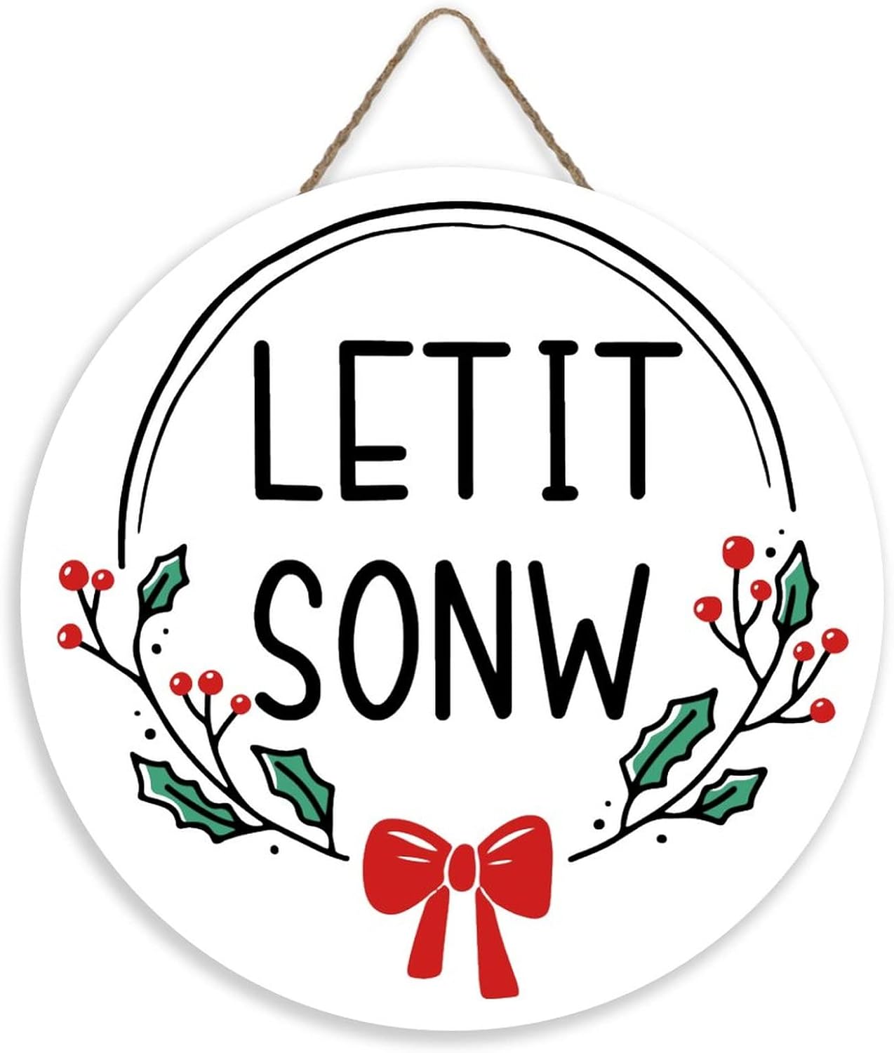 Mutilovely Christmas Decoration Let It Snow Wreath Door Hanger