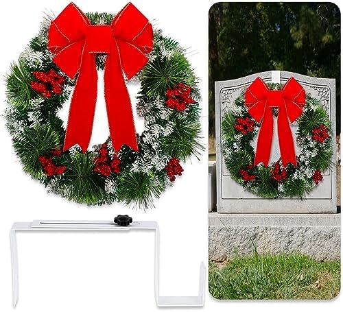 Hotop 2 Pcs Christmas Headstone Wreath Hanger Set