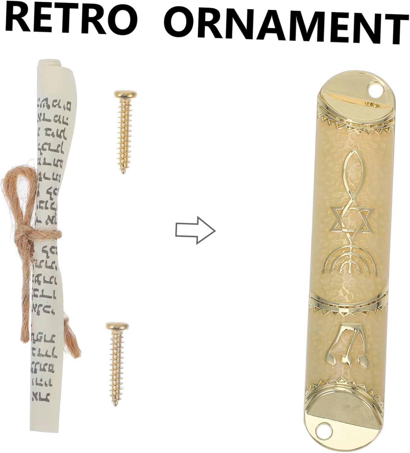 Happyyami Religious Door Mezuzah Decor Metal Scroll