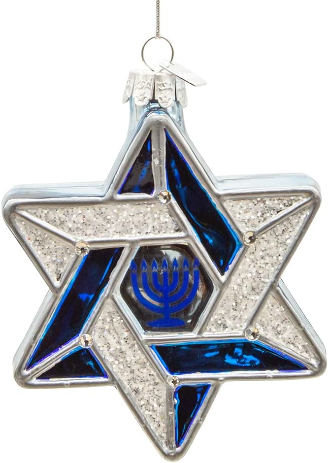 Kurt Adler 4 Inch Noble Gems Glass Star of David Ornament