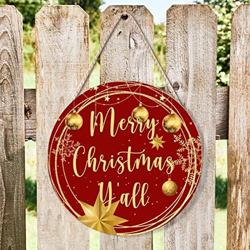 Christmas Gold Wreath Door Hanger Wood Sign 1