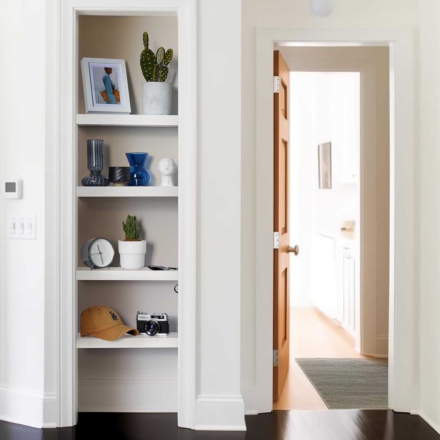 Amada Floating Shelves Wall Mounted Set of 2 White 15x7 Inch