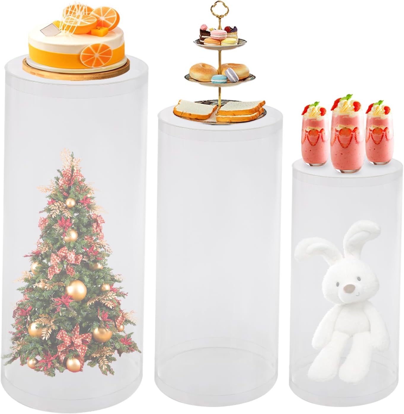 LOYALHEARTDY 3Pcs Clear Cylinder Pedestal Stand