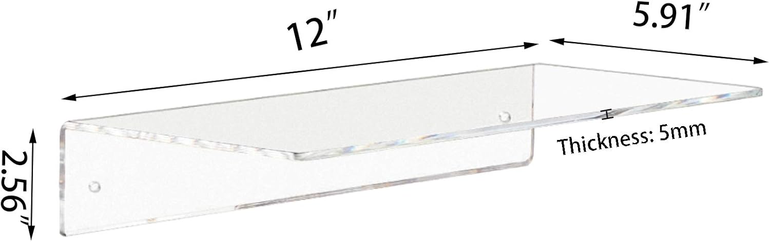 Weiai Clear Acrylic Shelves 12 Inch Set of 2