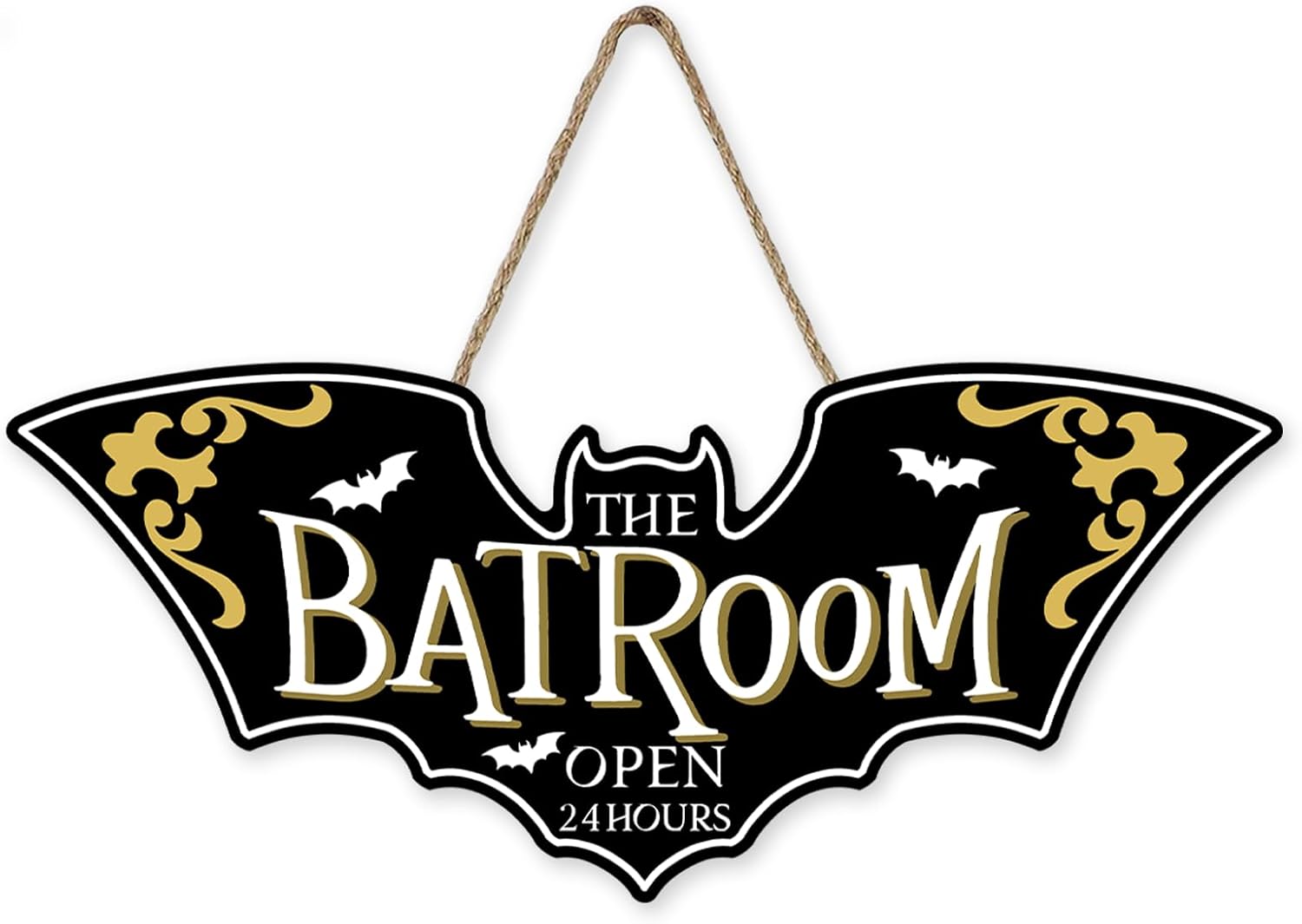 Halloween Bat Room Open 24 Hours Door Sign