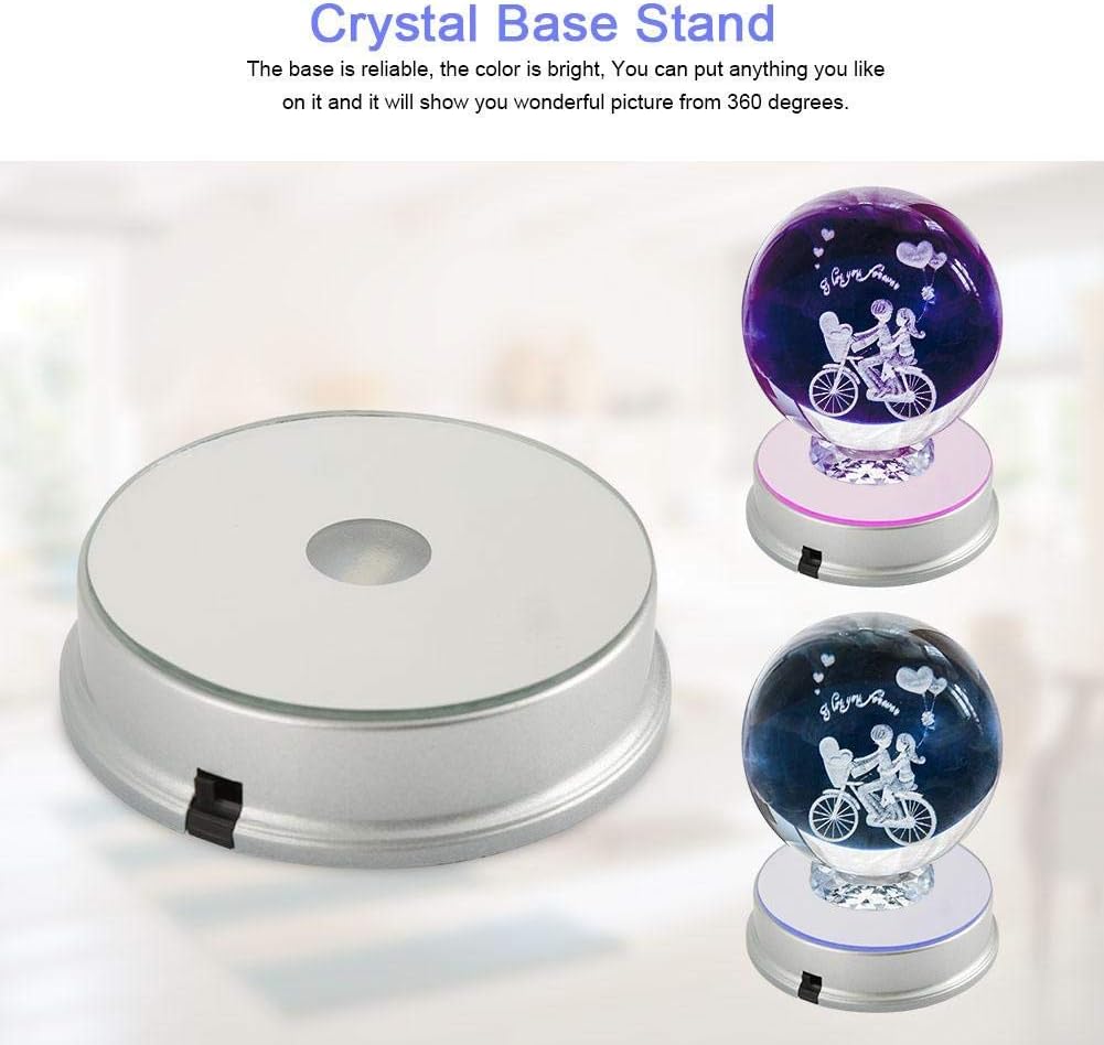 Walfront 7 LED Crystal Display Base with USB and Batteries
