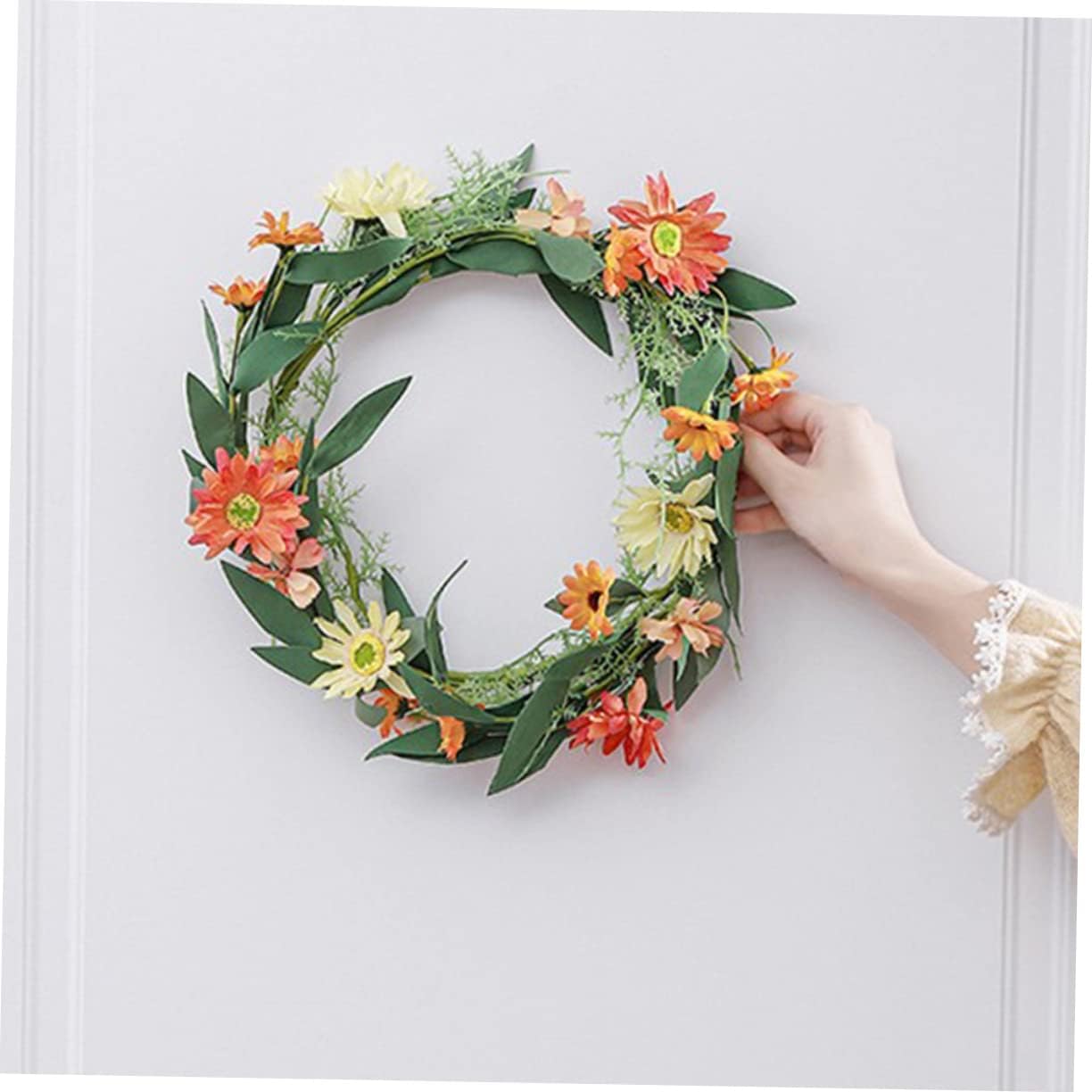 Realistic Chrysanthemum Wreath Christmas Door Hanging Decor