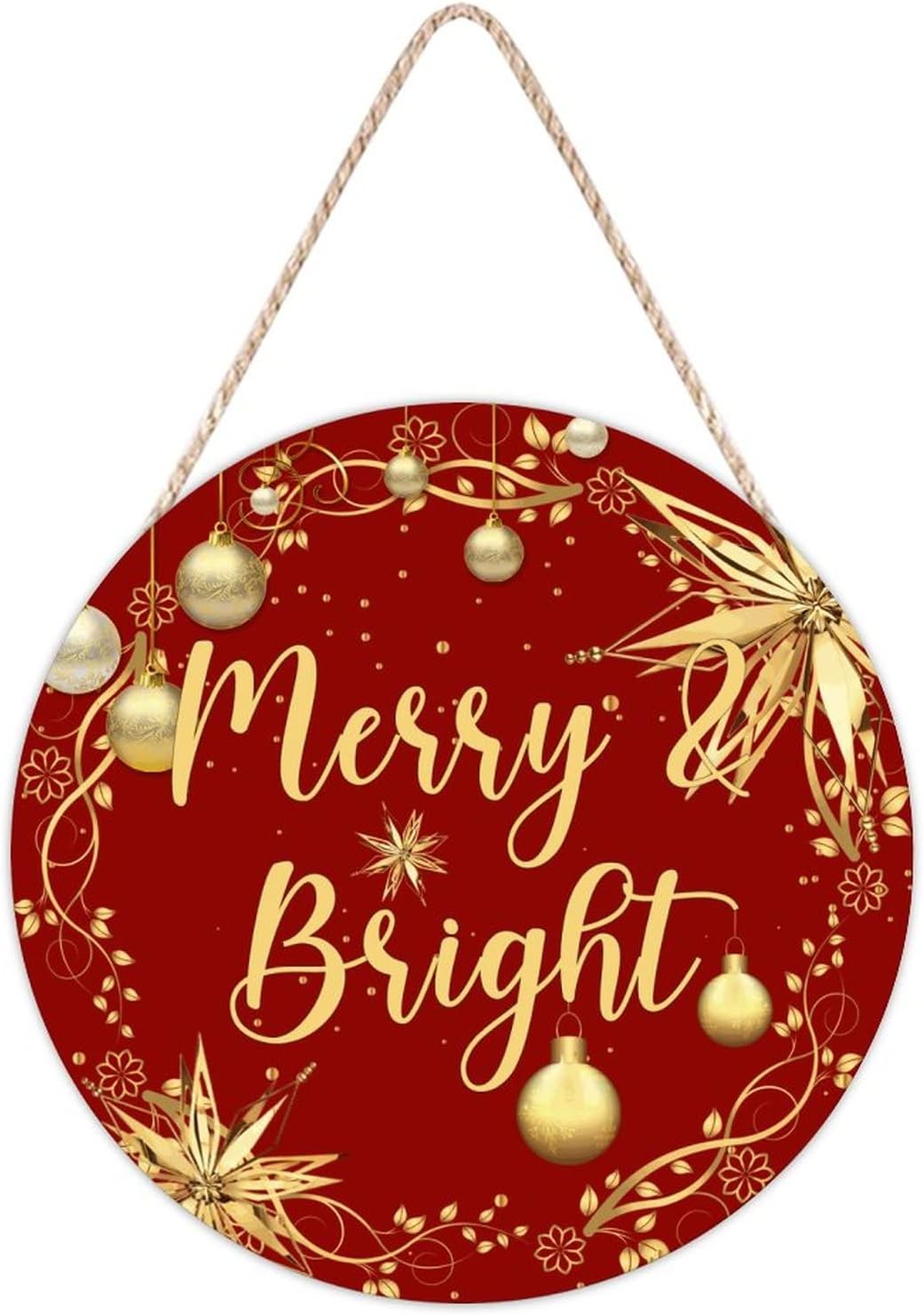 Farmhouse Door Hanger Christmas Gold Wreath Decoration