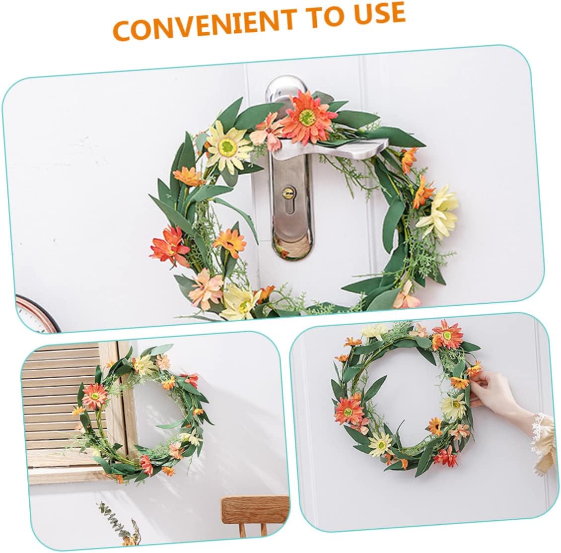 Realistic Chrysanthemum Wreath Christmas Door Hanging Decor