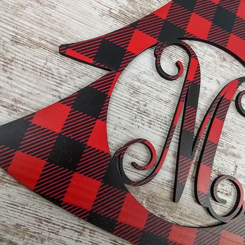18 Inch Monogram Door Hanger with Red-Black Bow