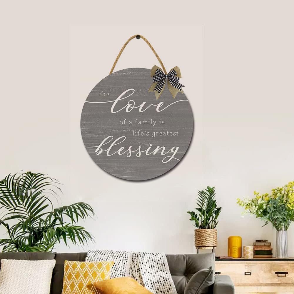 Family Blessing 12 Inch Rustic Wooden Door Sign