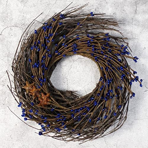 Primitives Rustic Wreath with Navy Blue and Rusty Stars