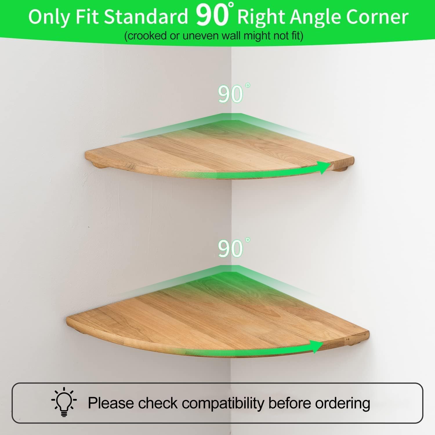 Conamily 7 Inch Solid Oak Floating Corner Shelf