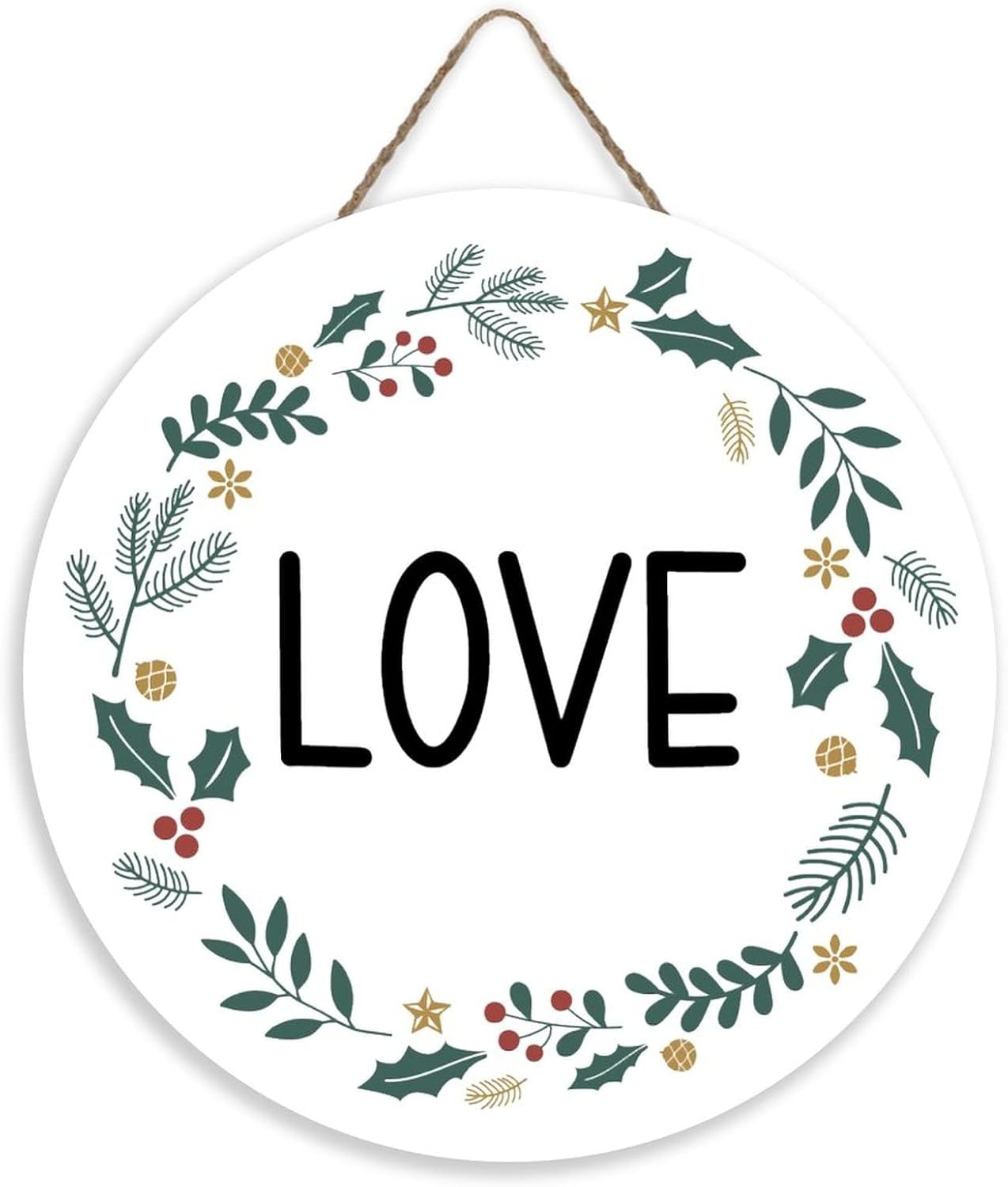 Mutilovely 12 Inch Round Wooden Welcome Door Sign