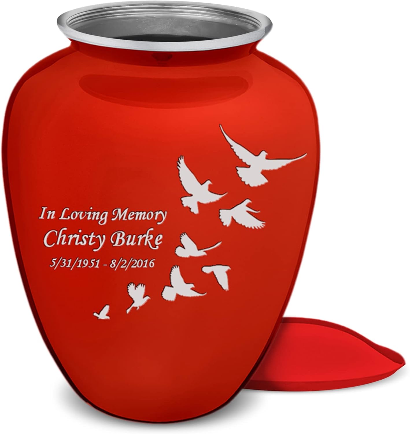 GetUrns Bright Red Personalized Dove Cremation Urn 44 lbs