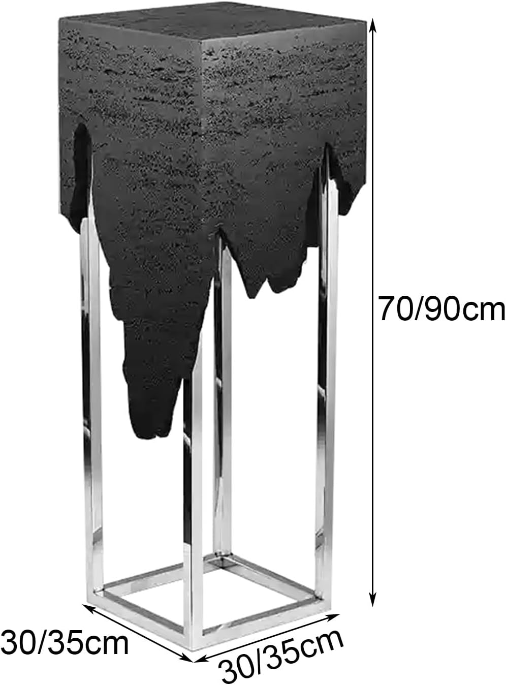 Black Gold Marble Cube Display Pedestal Stand