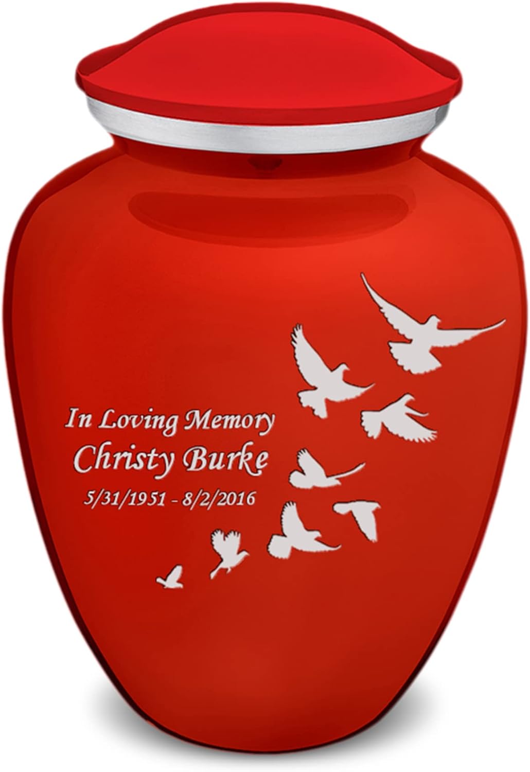 GetUrns Bright Red Personalized Dove Cremation Urn 44 lbs