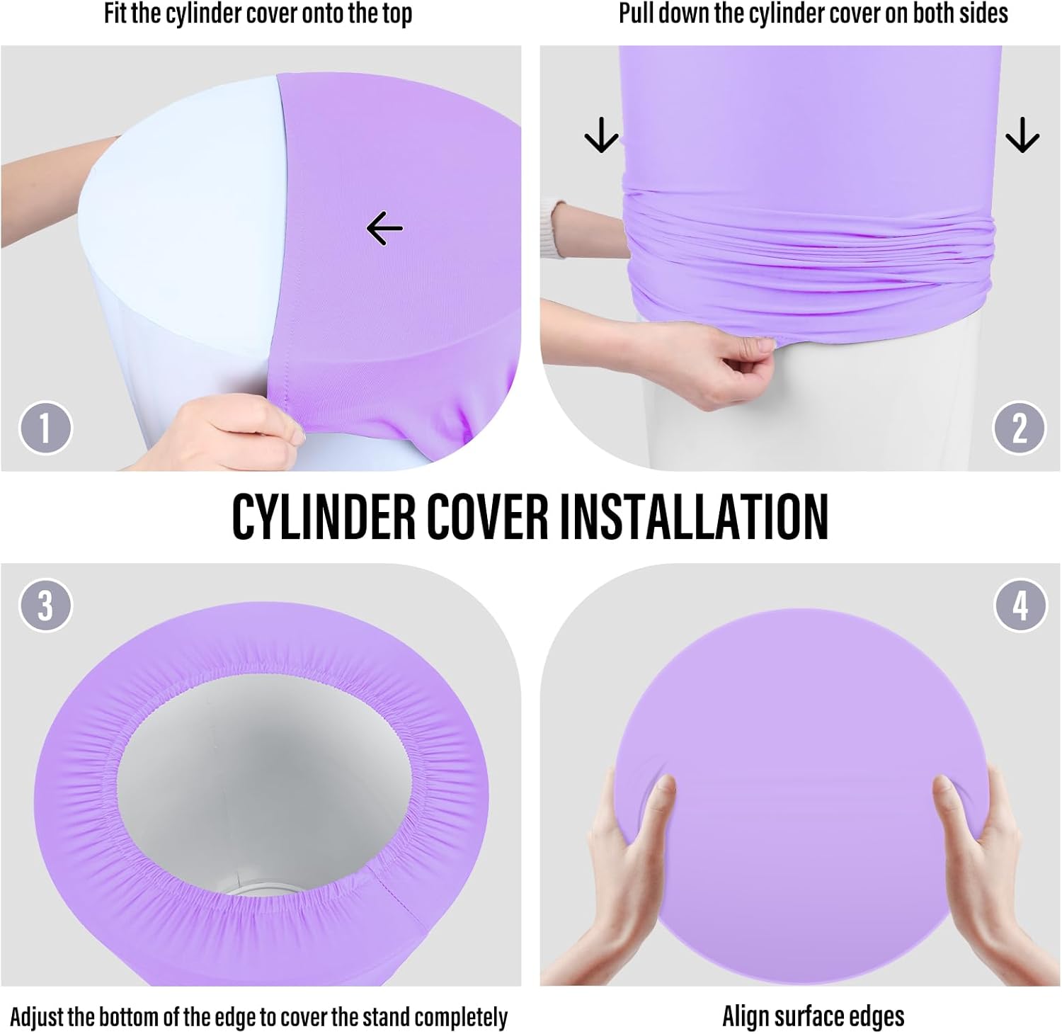 LEBENGURU 5Pcs Cylinder Pedestal Covers Purple Round Spandex