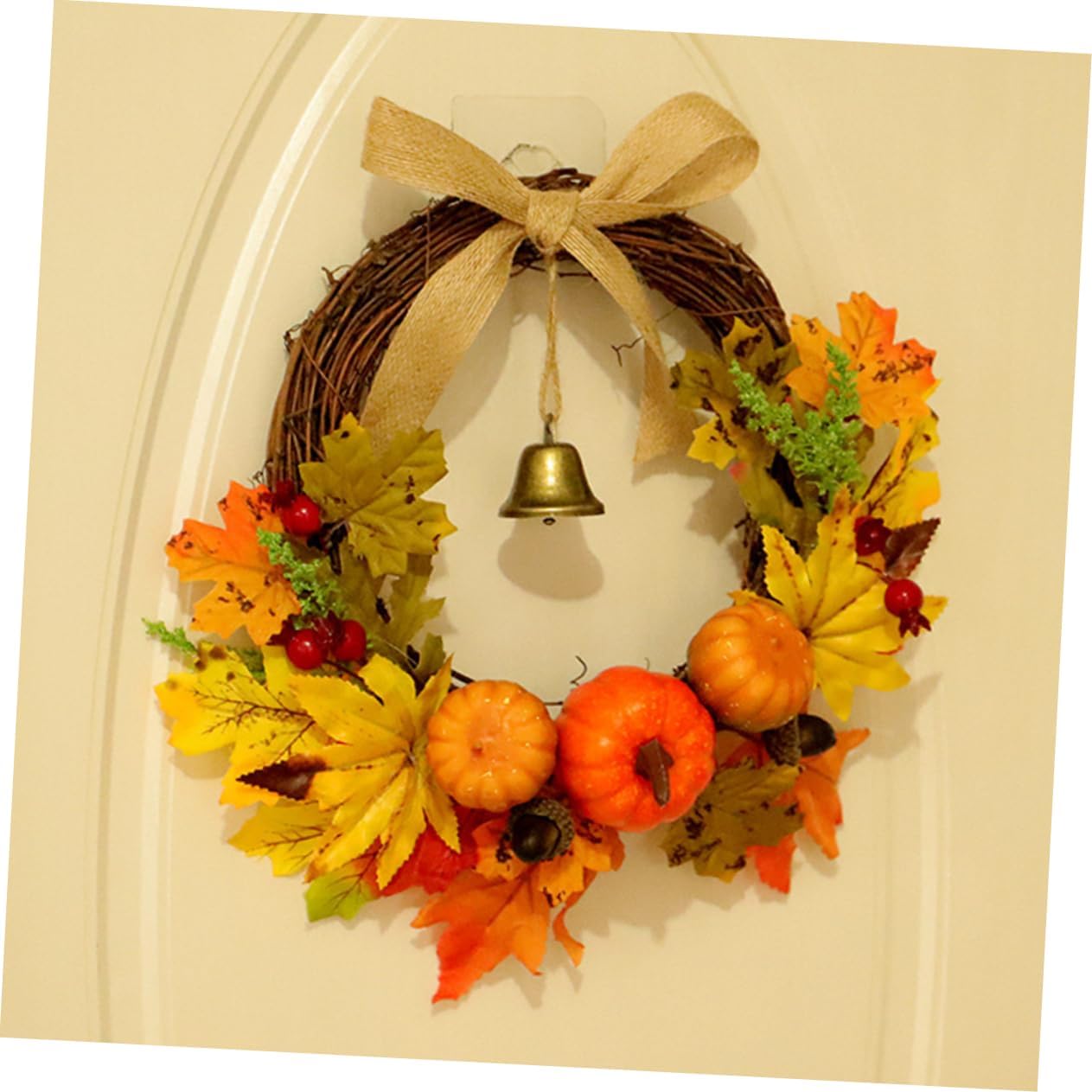 RORPOIR Halloween Door Wreath with Pumpkins and Berries