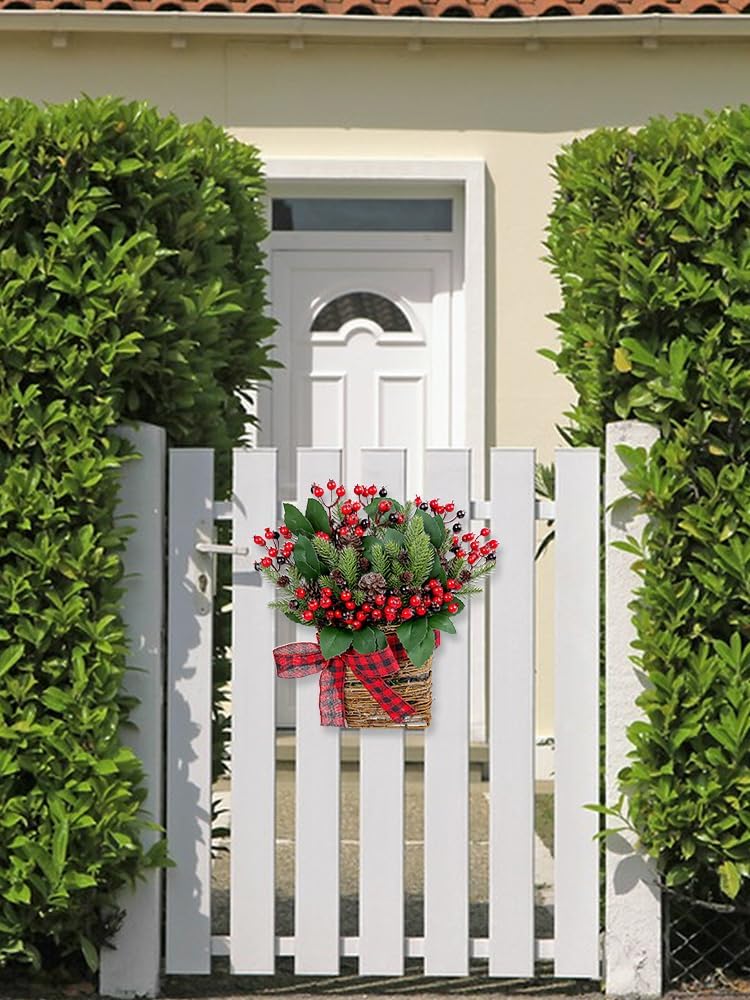 Christmas Door Wreath with Berries and Pine Cones