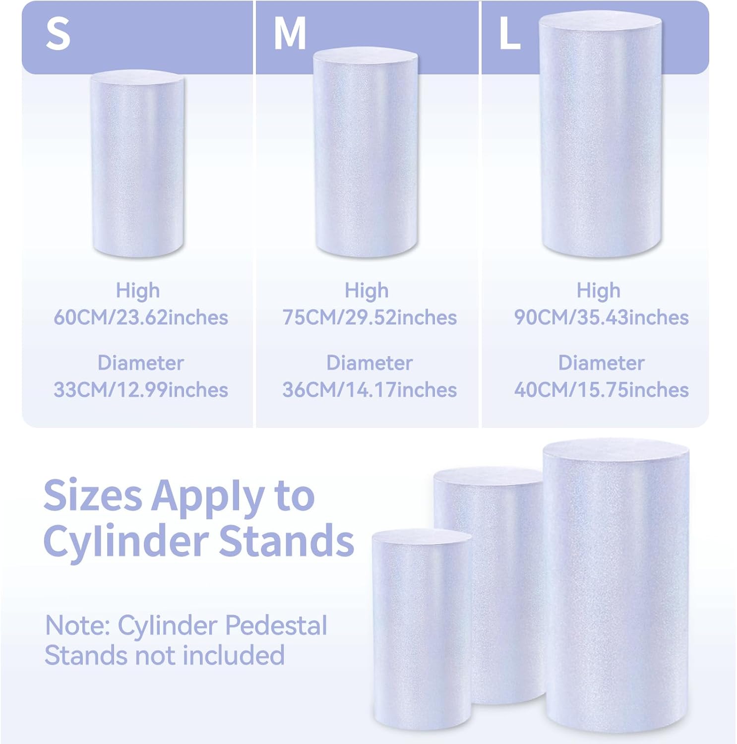 QueenDream Glitter Pedestal Stand Covers Set of 3