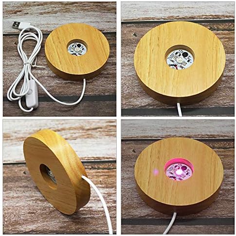 4 Inch LED Wooden Base Display Pedestal with USB Switch