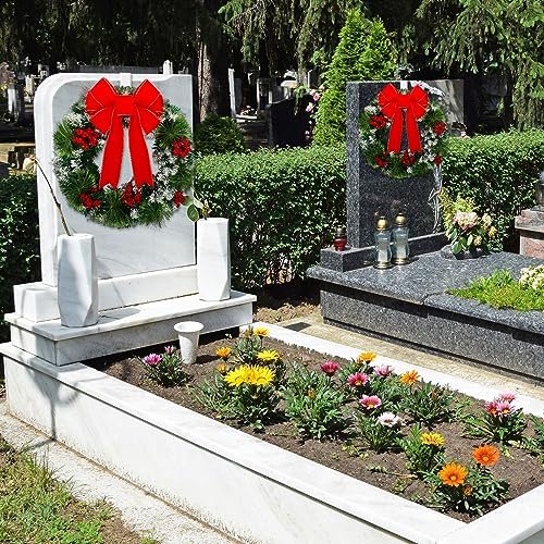 Hotop 2 Pcs Christmas Headstone Wreath Hanger Set