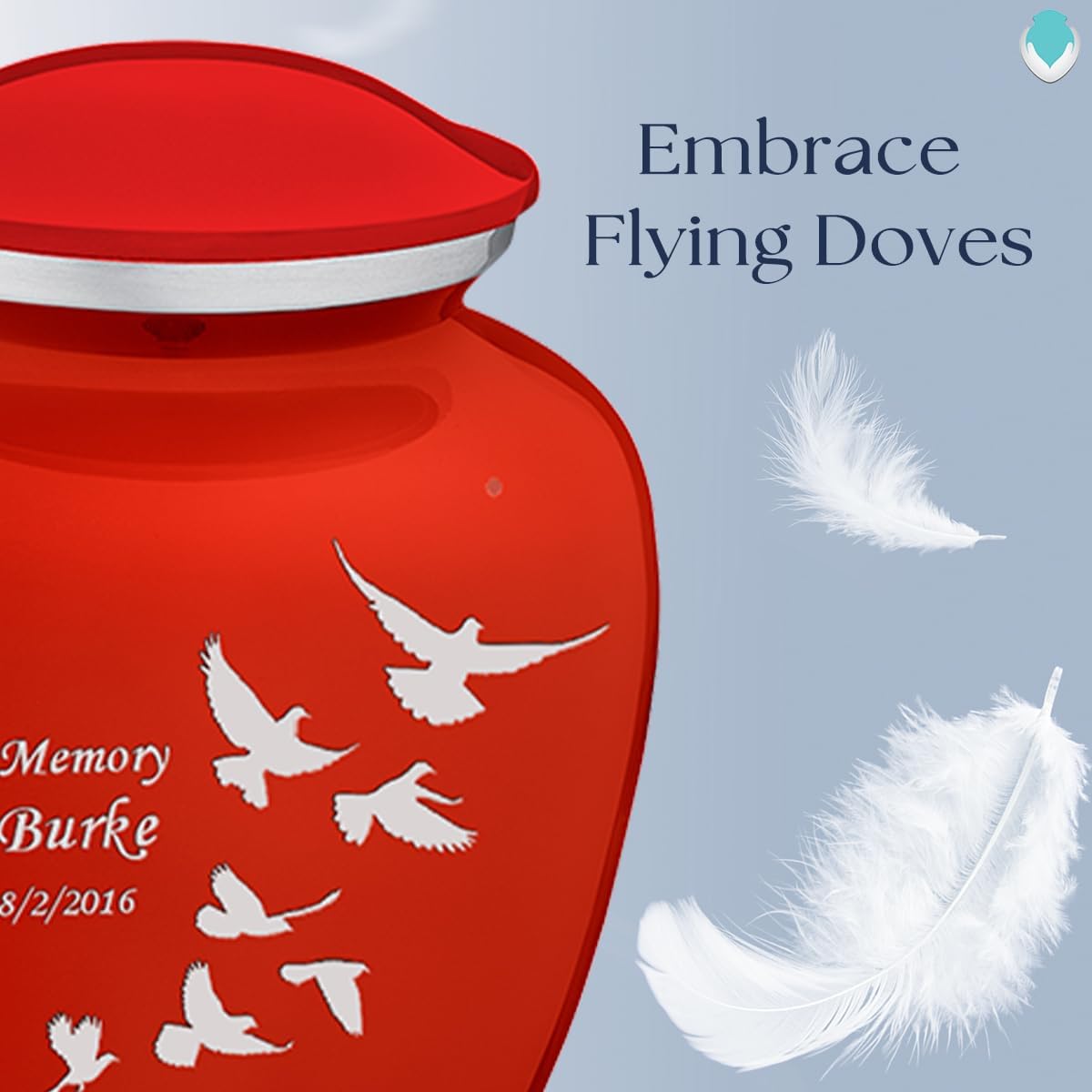 GetUrns Bright Red Personalized Dove Cremation Urn 44 lbs