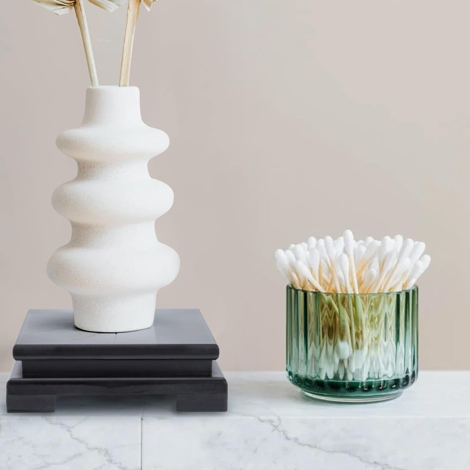 Black Wood Pedestal Stand 2Pack for Vase Display