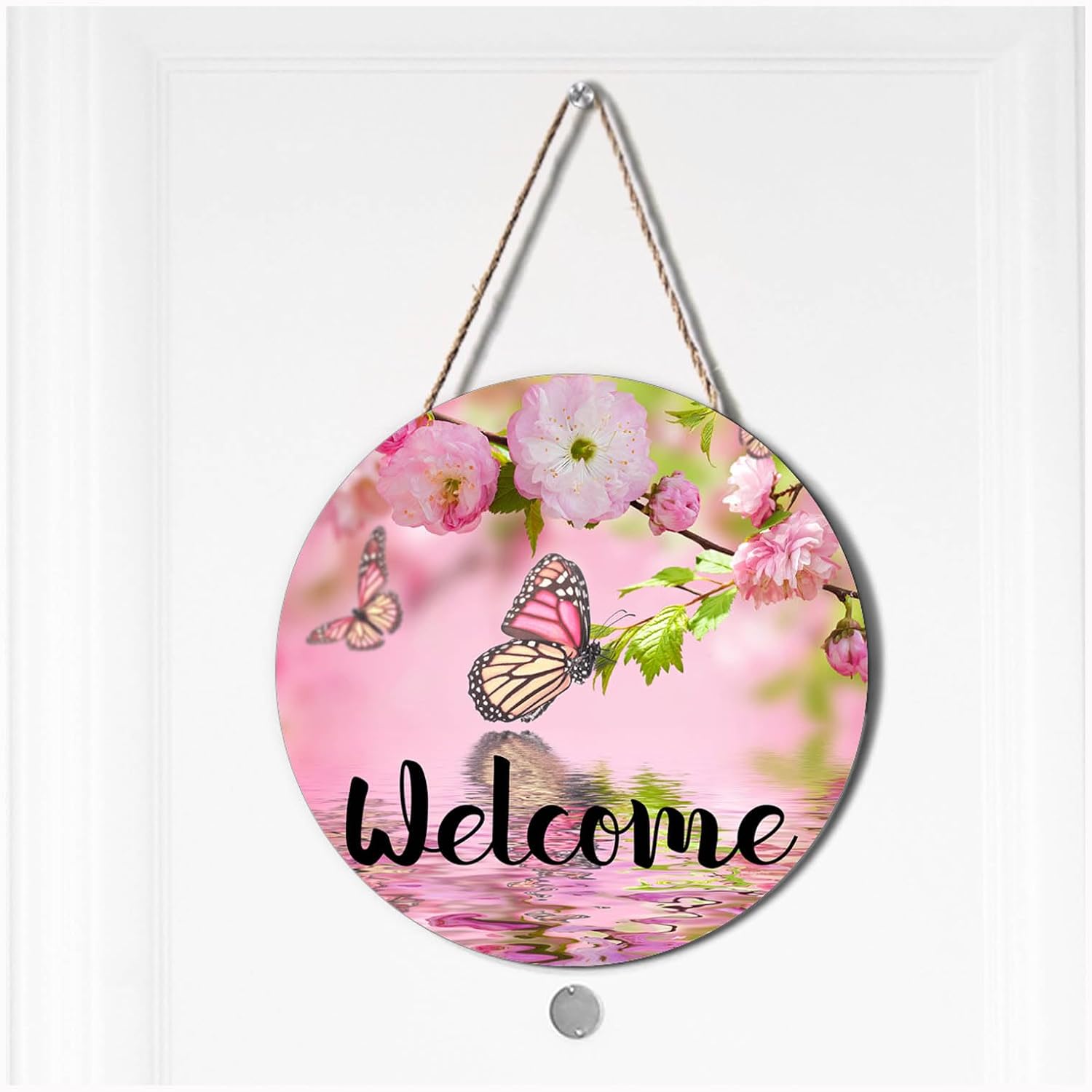Welcome Butterfly Door Wreath Sign Front Door Decor