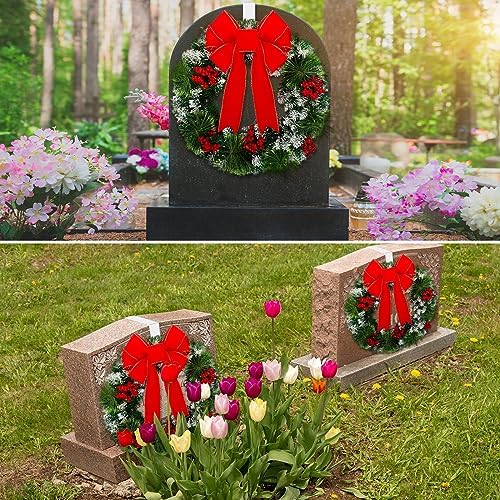 Hotop 2 Pcs Christmas Headstone Wreath Hanger Set